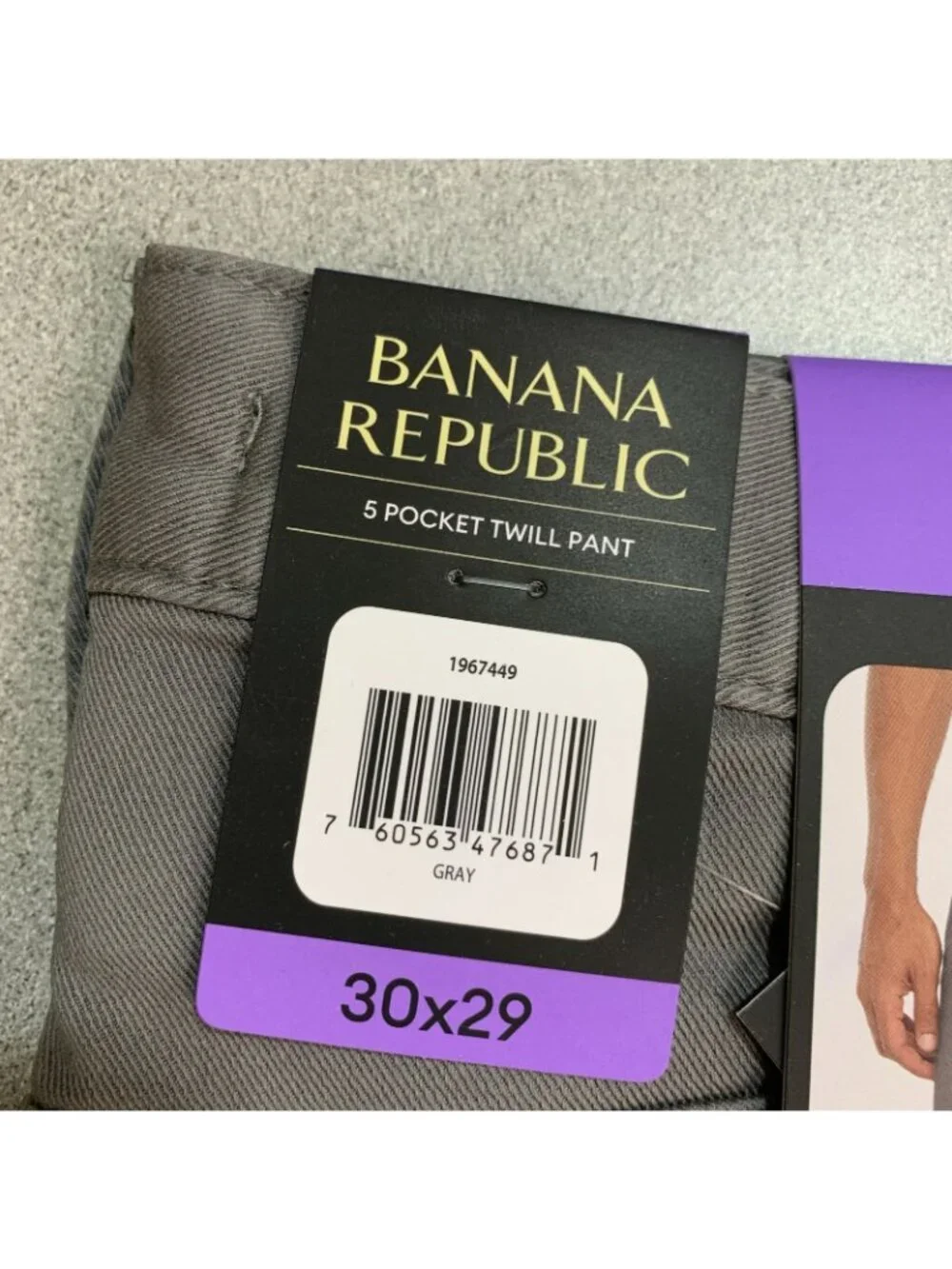 NWT Banana Republic Men's Size 30x29 Gray Slim Fit 5-Pocket Twill Chino Pants